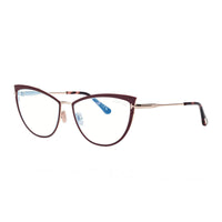 Tom Ford Tom Ford Eyeglasses Cat Eye Full Rim, Shiny Black/Gold Frame and Clear Blue Light Block Lens FT5877-B001