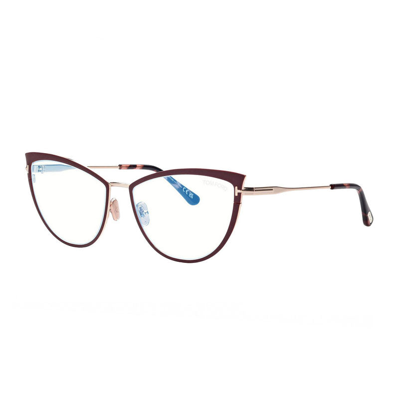 Tom Ford Tom Ford Eyeglasses Cat Eye Full Rim, Shiny Black/Gold Frame and Clear Blue Light Block Lens FT5877-B001