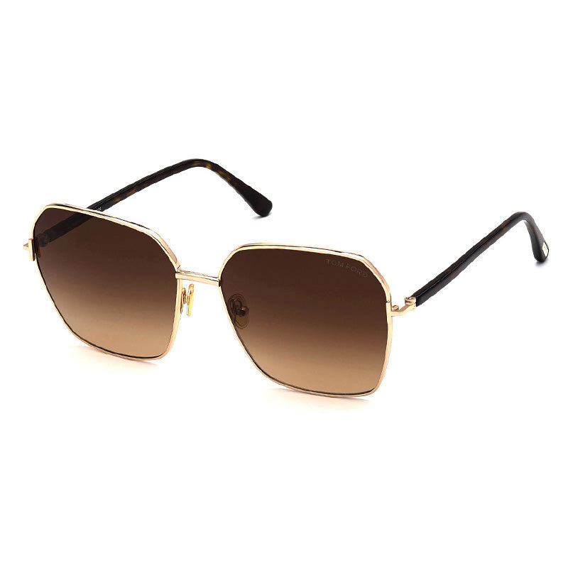Tom Ford Tom Ford Sunglasses Square Full Rim, Rose Gold/Dark Havana Frame and Brown Gradient Lens FT083952F