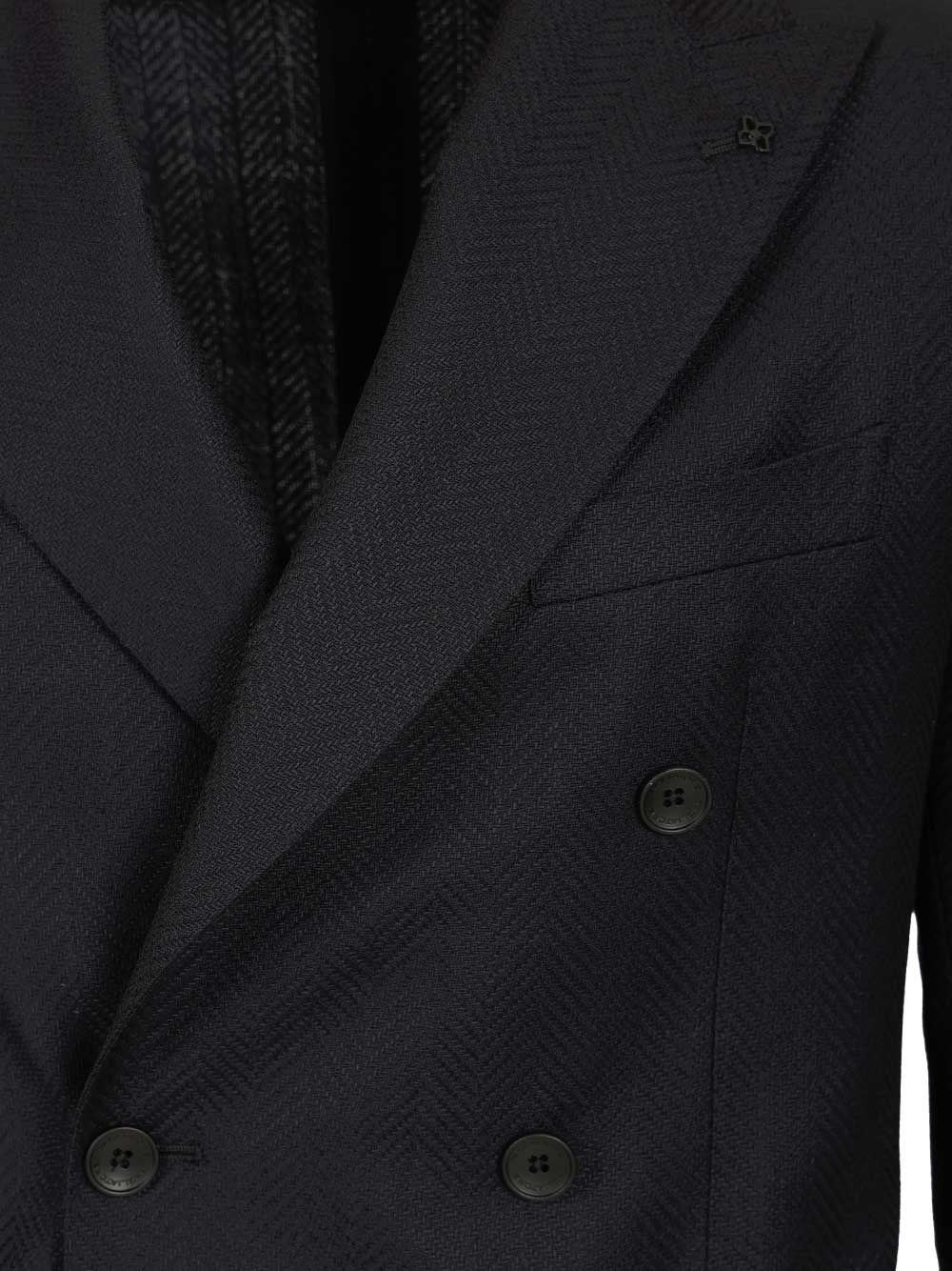 Tagliatore Tagliatore Men Double-Breasted Herringbone Fabric Blazer