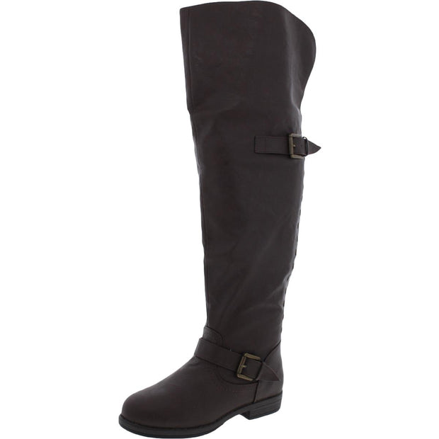 Kane Womens Faux Leather Studded Knee-High Boots