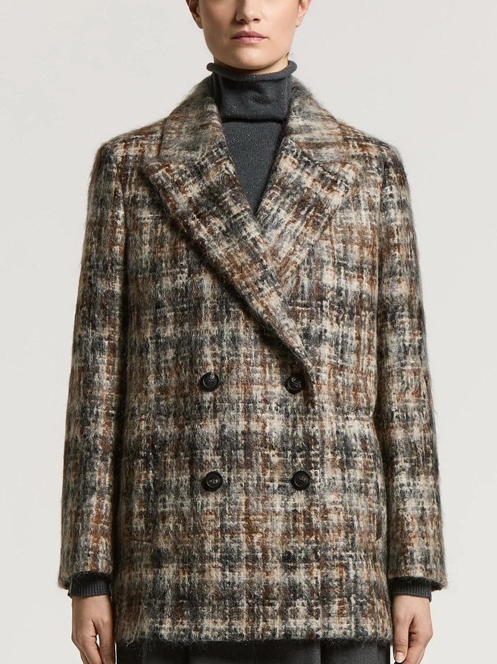 Peserico Women Double-Breasted Coat In Mohair Wool Blend