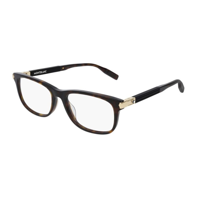 Montblanc Eyeglasses Square Full Rim, Shiny Black Frame and Clear Demo Lens Lens MB0036O005