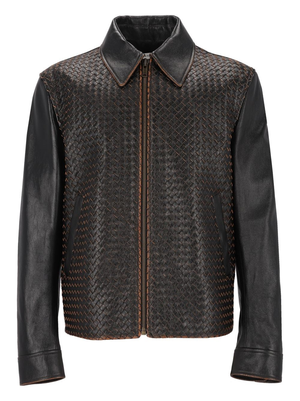 Bottega Veneta Men Intrecciato Leather Jacket