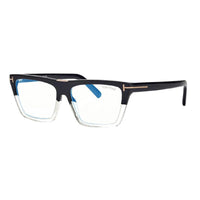 Tom Ford Tom Ford Eyeglasses Square Full Rim, Shiny Black Frame and Clear Blue Light Block Lenses Lens FT5912-B001