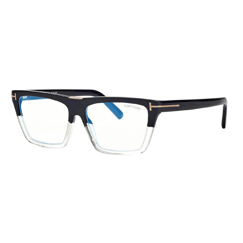 Tom Ford Tom Ford Eyeglasses Square Full Rim, Shiny Black Frame and Clear Blue Light Block Lenses Lens FT5912-B001