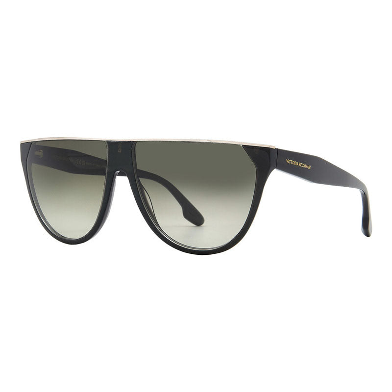 Victoria Beckham Sunglasses Rectangle Full Rim, Metallic Forced Green Frame and Smoke Gradient Lens VB682S305