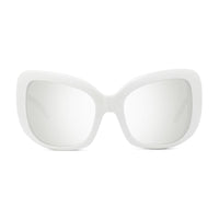 Celine Sunglasses Geometric Full Rim, White Frame and Silver Mirror Lens CL40224I25C