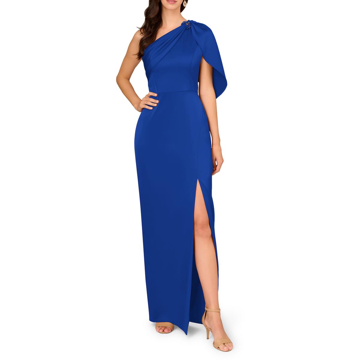 Womens Satin One Shoulder Evening Dress