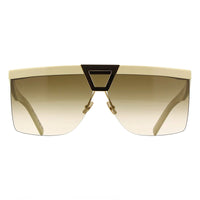 Saint Laurent Saint Laurent Sunglasses Shield Semi Rim, Ivory Frame and Brown Lens SL537PALACE002