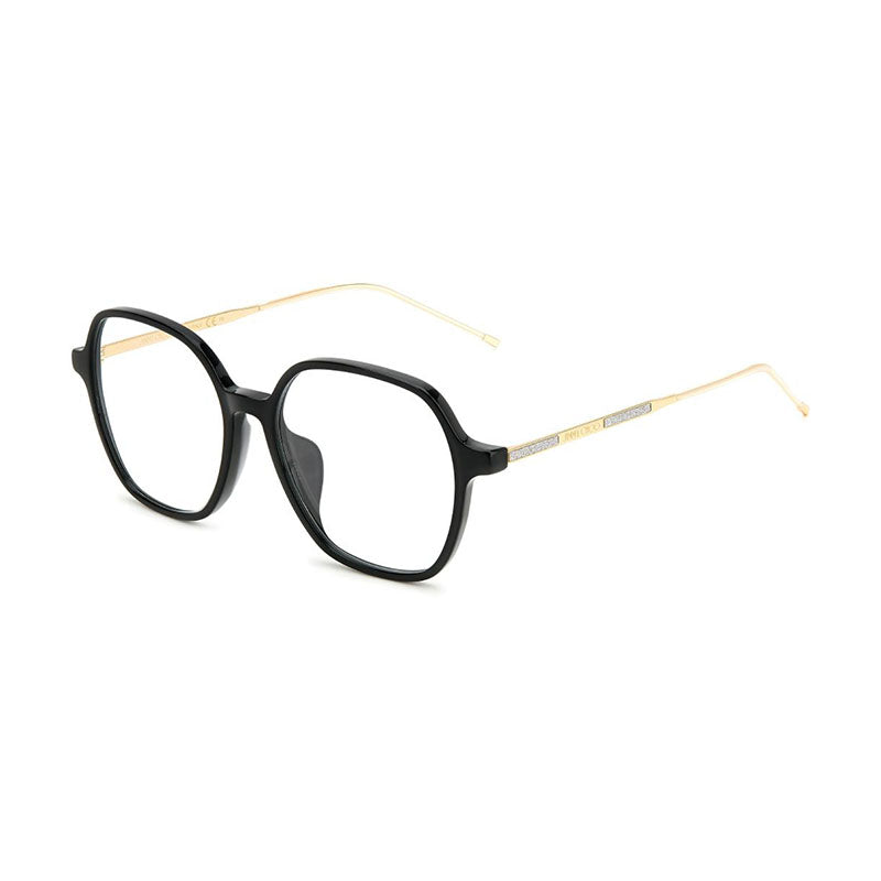 Jimmy Choo Eyeglasses Square Full Rim, Black/Gold Frame and Clear Demo Lens Lens JC367/F080700