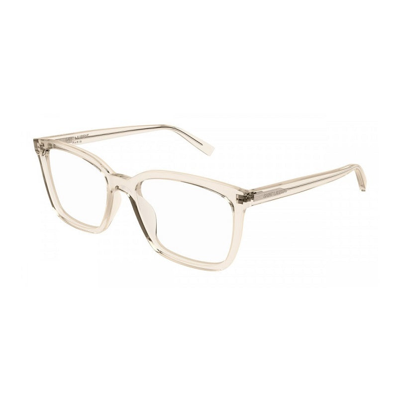 Saint Laurent Saint Laurent Eyeglasses Square Full Rim, Transparent Beige Frame and Clear Demo Lenses Lens SL672004