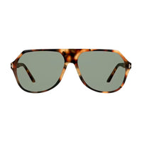 Tom Ford Sunglasses Aviator Full Rim, Blonde Havana Frame and Green Lens FT093453N