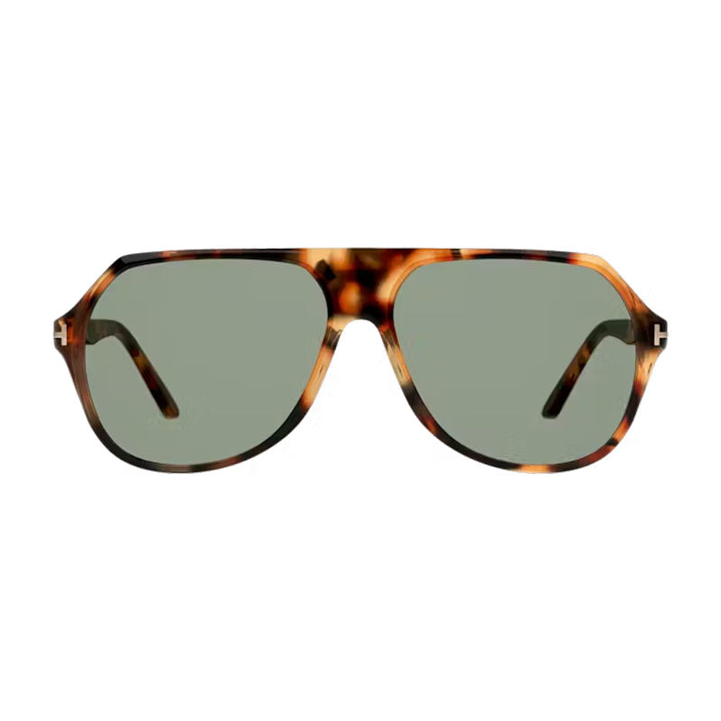 Tom Ford Sunglasses Aviator Full Rim, Blonde Havana Frame and Green Lens FT093453N
