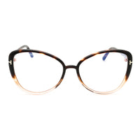 Tom Ford Eyeglasses Butterfly Full Rim, Dark Havana Frame and Clear Blue Light Block Lens FT5907-B052