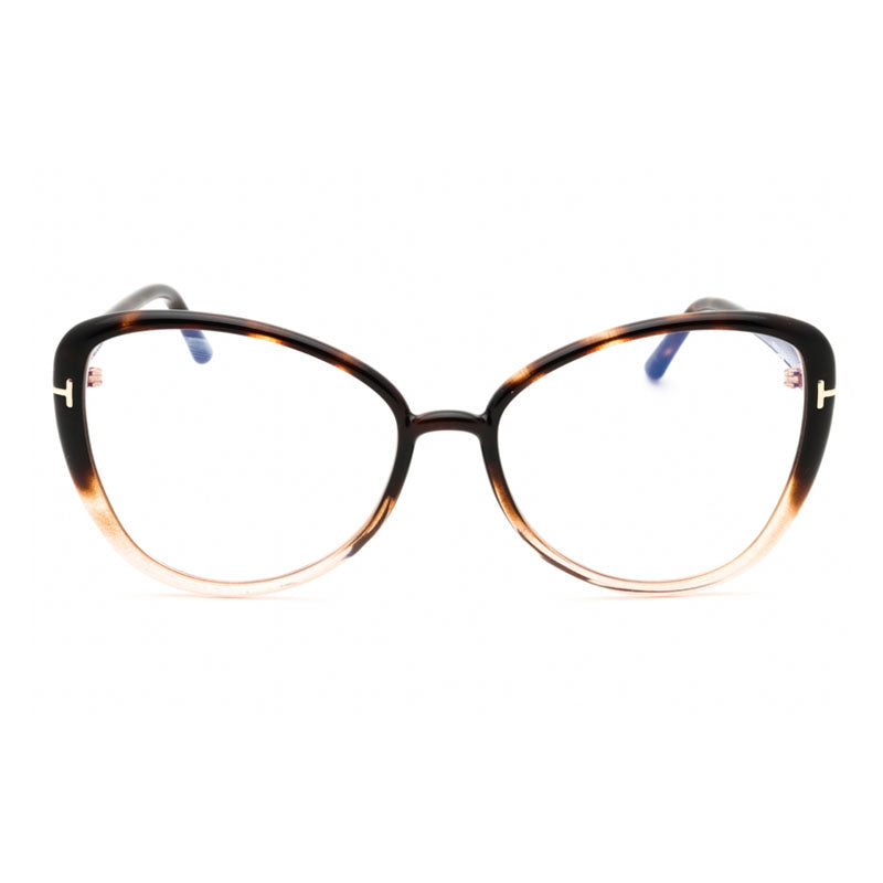 Tom Ford Eyeglasses Butterfly Full Rim, Dark Havana Frame and Clear Blue Light Block Lens FT5907-B052