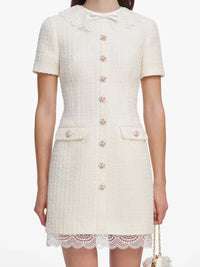 Self-Portrait Women Boucle Lace Trim Mini Dress