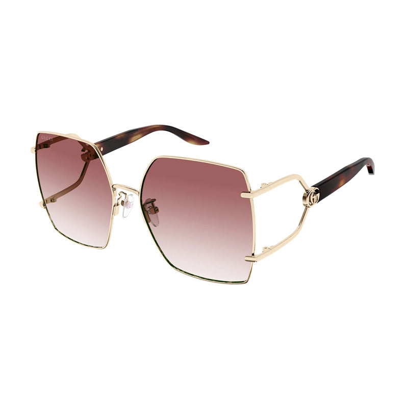 Gucci Sunglasses Square Full Rim, Gold Frame and Red Gradient Lens GG1564SA004