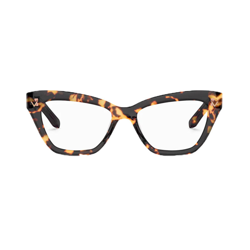 Valentino Eyeglasses Cat Eye Full Rim, Havana Frame and Clear Demo Lens Lens VLX-140B