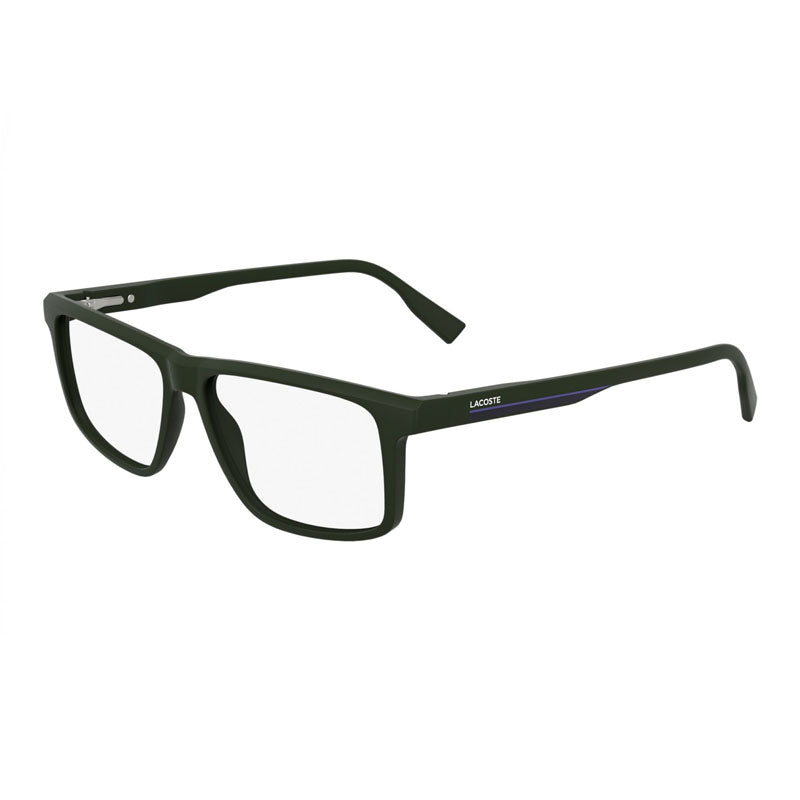 Lacoste Eyeglasses Rectangle Full Rim, Matte Green Frame and Clear Demo Lenses Lens L2959301