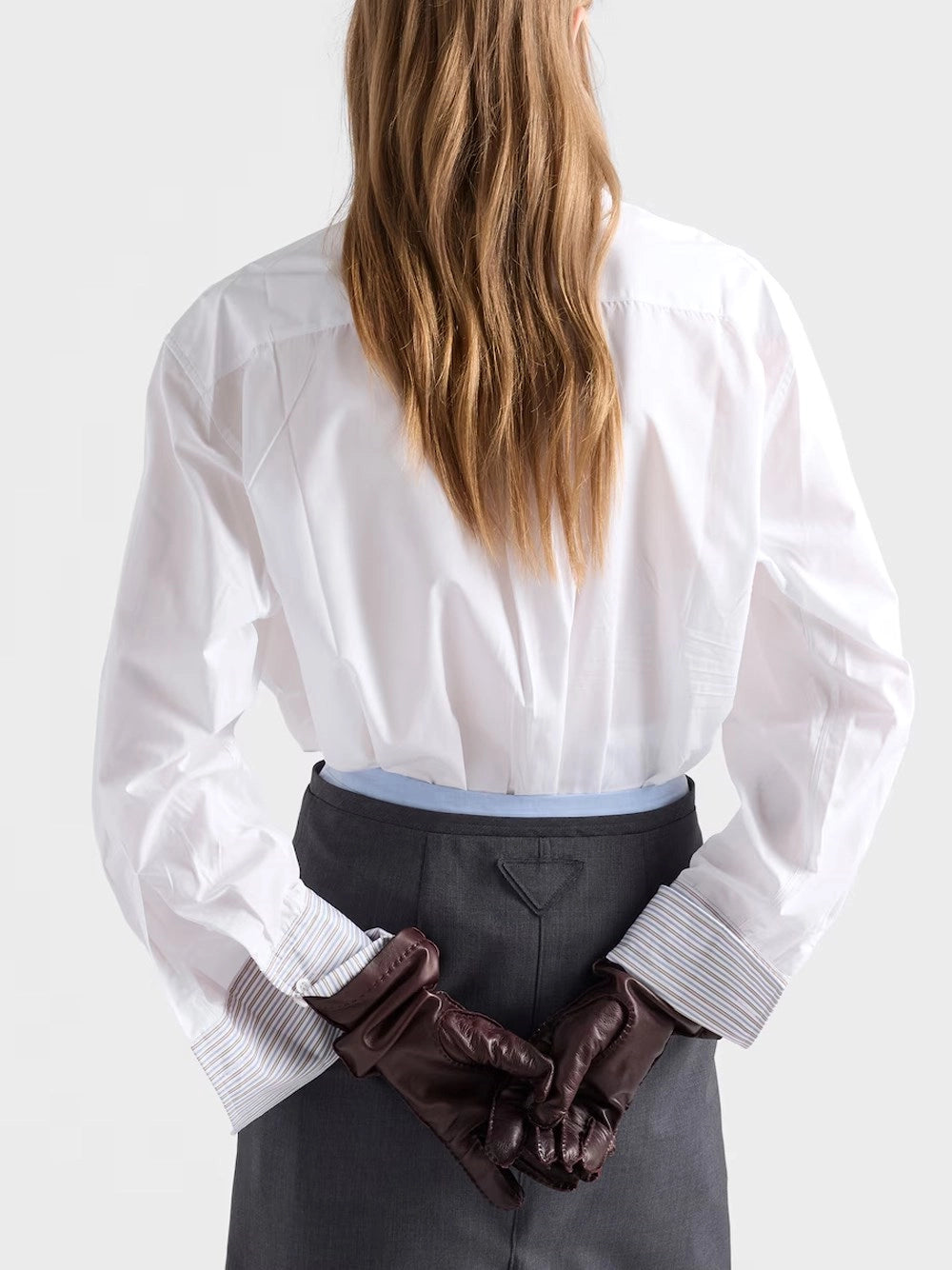 Prada Women Shirt With Striped Cuff Detail