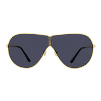 Tom Ford Sunglasses Shield Full Rim, Shiny Deep Gold Frame and Smoke Lens FT115830A
