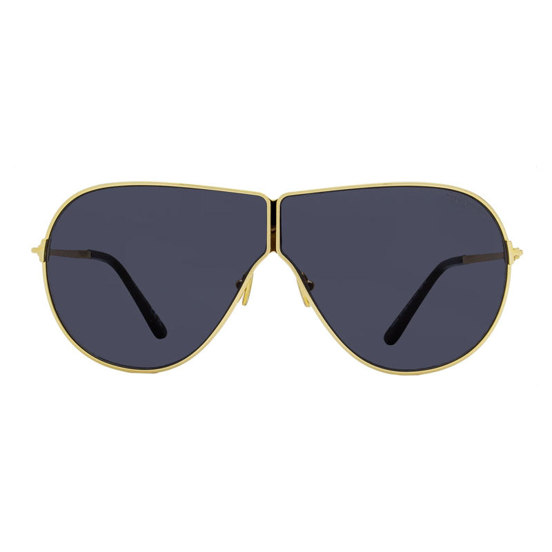 Tom Ford Sunglasses Shield Full Rim, Shiny Deep Gold Frame and Smoke Lens FT115830A