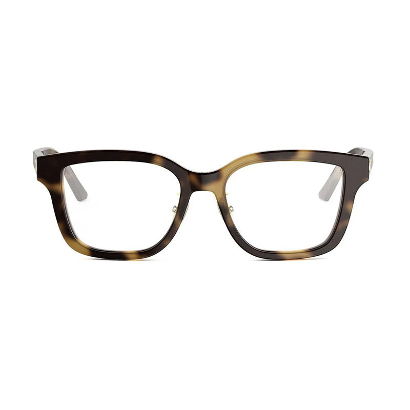 Dior Dior Eyeglasses Square Full Rim, Shiny Havana Frame and Clear Demo Lenses Lens DIORGLOWOS1F2400
