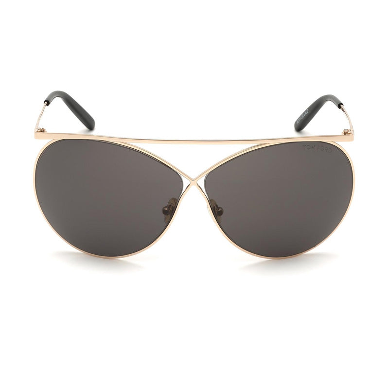 Tom Ford Tom Ford Sunglasses Oval Full Rim, Shiny Rose Gold Frame and Smoke Lens FT076128A