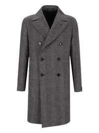 Tagliatore Men Double-Breasted Herringbone Coat