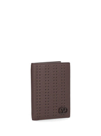 Valentino Garavani Valentino Garavani Men Vlogo Signature Perforated Leather Card Holder