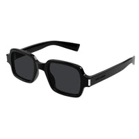 Saint Laurent Sunglasses Square Full Rim, Shiny Black Frame and Grey Lens SL720001