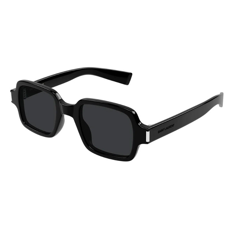 Saint Laurent Sunglasses Square Full Rim, Shiny Black Frame and Grey Lens SL720001