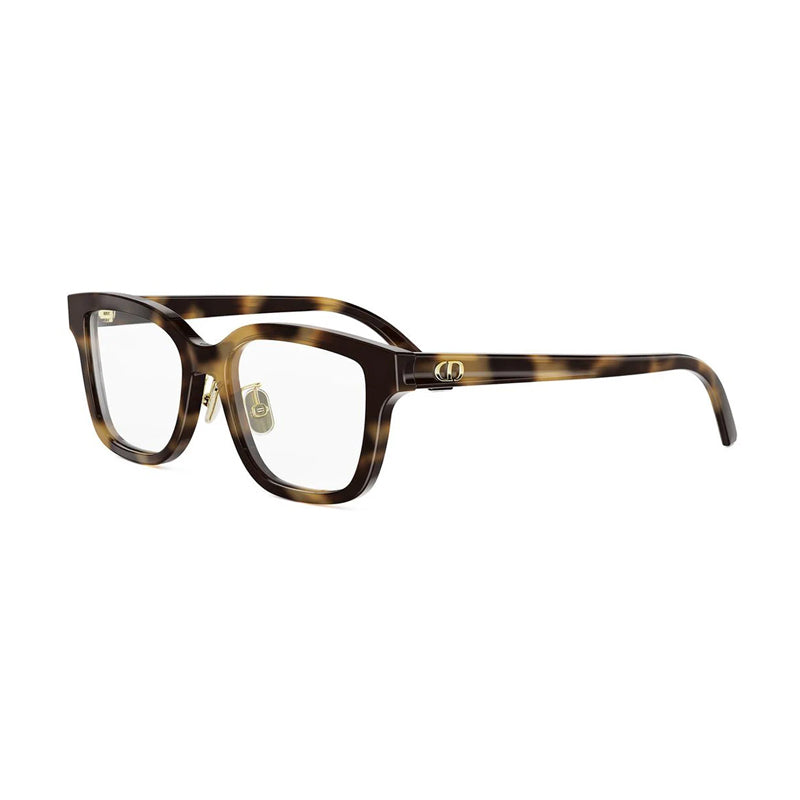 Dior Dior Eyeglasses Square Full Rim, Shiny Havana Frame and Clear Demo Lenses Lens DIORGLOWOS1F2400