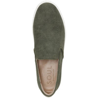 Tia Womens Perforated Faux Leather Slip-On Sneakers
