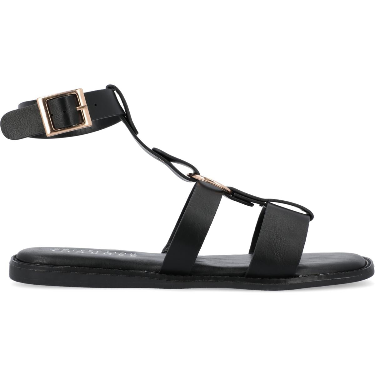Eleanora Womens O-Ring Faux Leather Ankle Strap