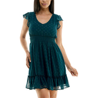 Womens Metallic Polka Dot Mini Dress