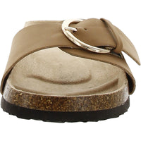 Elisaa Womens Faux Leather Footbed Slide Sandals
