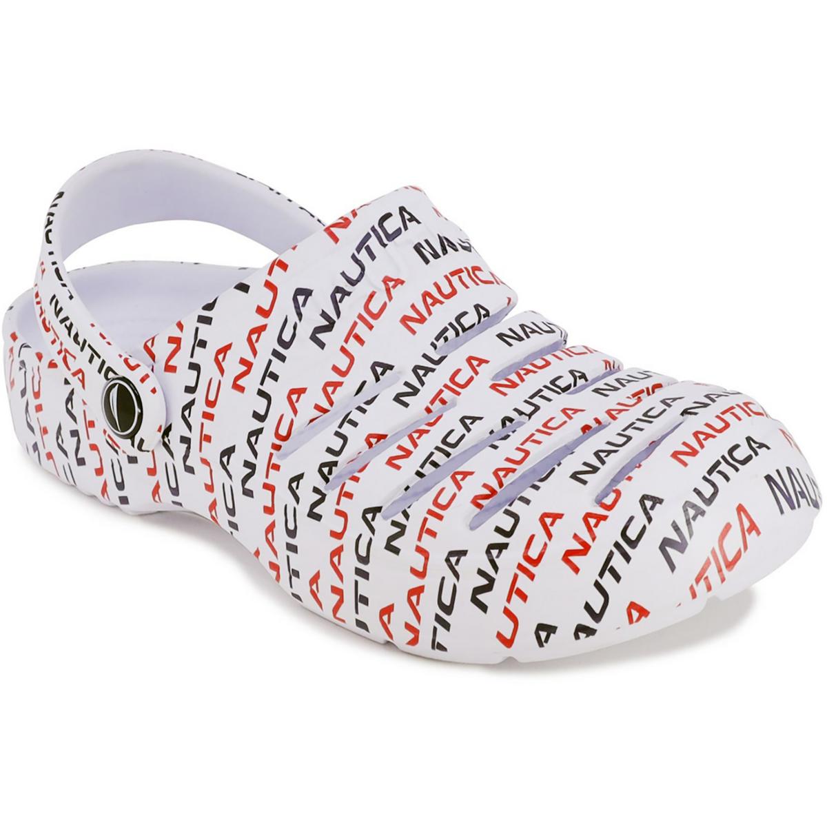 River Edge Womens Closed Toe Clogs Slingback Sandals 8 Medium Red White blue logo