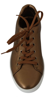 Dolce & Gabbana Gold Leather Mens Casual Men's Sneakers