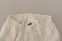 Maison Margiela White High Waist Cropped Women Trouser Women's Pants
