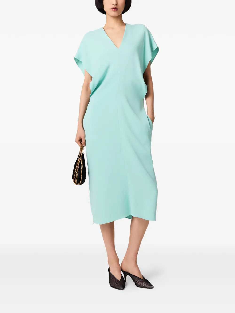 STELLA MCCARTNEY Stella Mccartney Women Midi Dress With V-Neck And Drape