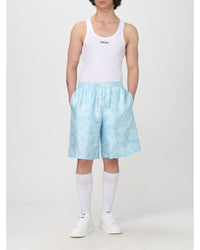 Versace Silk Floral Print Shorts Men Blue
