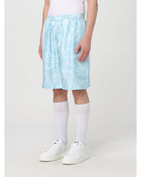 Versace Silk Floral Print Shorts Men Blue