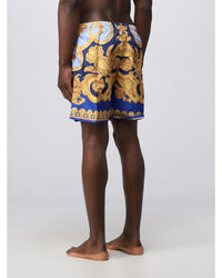 Versace Baroque Print Swim Shorts Men Blue Swimwear