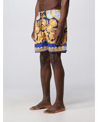 Versace Baroque Print Swim Shorts Men Blue Swimwear