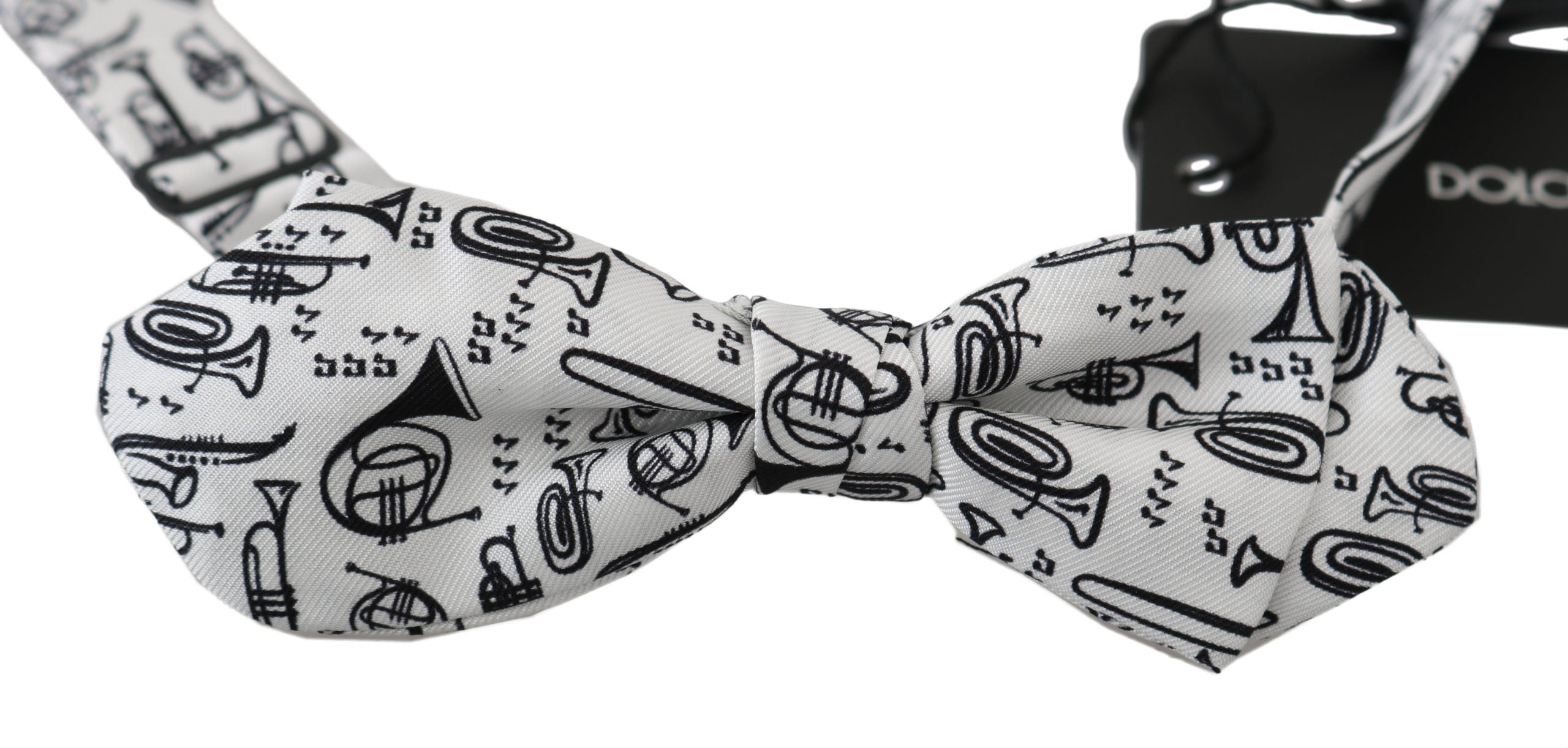 Dolce & Gabbana Dolce & Gabbana White Instruments Adjustable Neck Papillon Men Bow Men's Tie