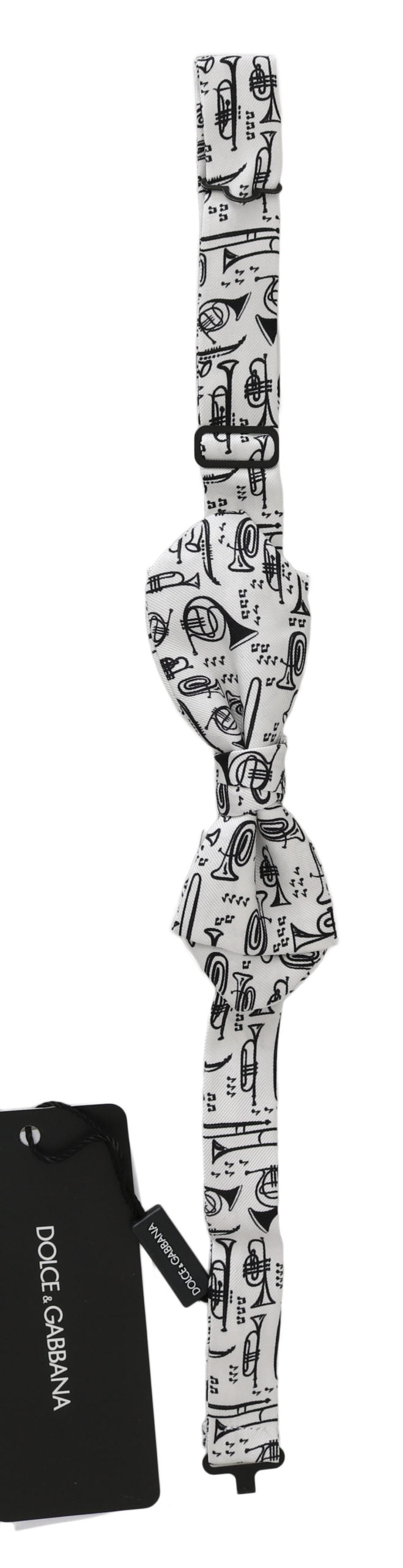 Dolce & Gabbana Dolce & Gabbana White Instruments Adjustable Neck Papillon Men Bow Men's Tie