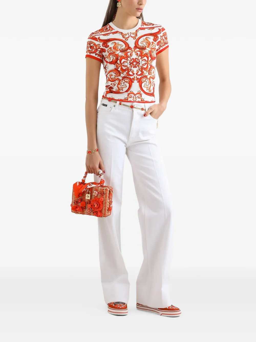 DOLCE & GABBANA Dolce & Gabbana Women Jersey T-Shirt With Majolica Print