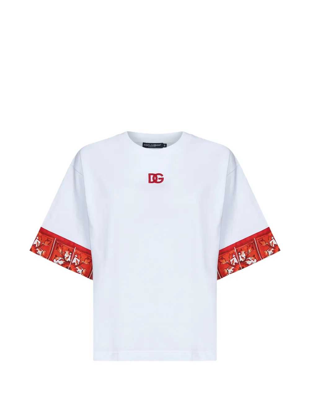 DOLCE & GABBANA Dolce & Gabbana Women T-Shirt With Embroidered Logo And Majolica Print